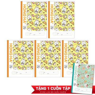 Lốc 5 Tập South Star Kawai - 4 Ô Ly Kẻ Ngang 200 Trang 58gsm - Hồng Hà 0764 (Mẫu Bìa Giao Ngẫu Nhiên) - Tặng Kèm 1 Cuốn Cùng Loại