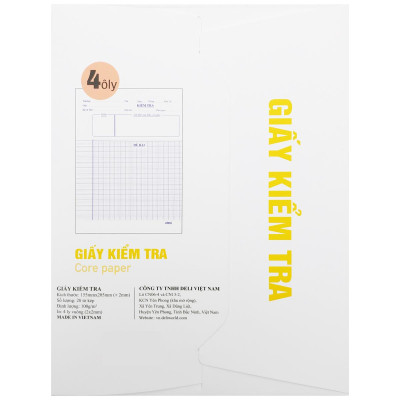 Giấy Kiểm Tra - 4 Ôly Vuông 2 mm - 205 x 155 mm - 100gsm - Deli CN604 (20 Tờ Kép)