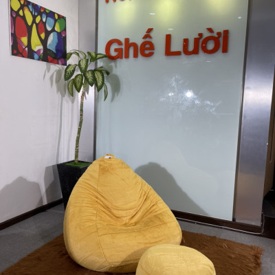 Bộ Ghế Lười LoveChair Vàng Gold Vải Lông Luxury Home Dream 