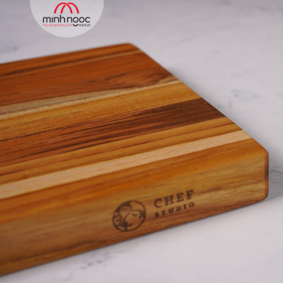 [Chính hãng] Thớt gỗ Teak ghép ngang, hình chữ nhật 20x30x2,5 cm - MSP CG01. Dùng cắt, thái, khay trưng bày thực phẩm.