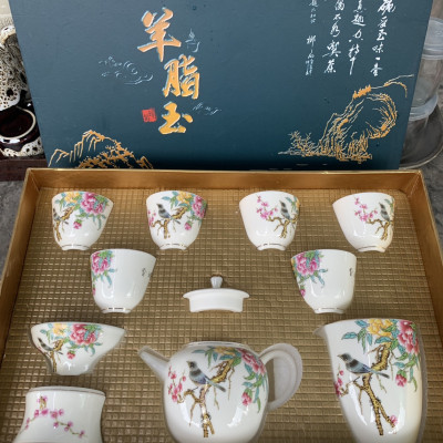 BỘ TRÀ ĐẠO SỨ CAO CẤP PHONG CÁCH NHẬT BẢN HOA VĂN CHIM ÉM MÙA XUÂN 10 MÓN - VD161