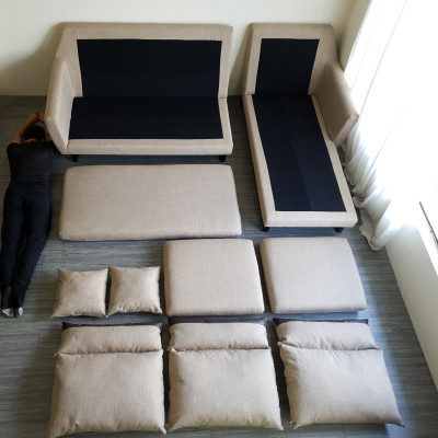 Sofa bed góc L Juno sofa màu xám, kem
