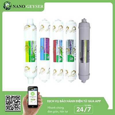 Bộ 5 lõi lọc nước 45678 dùng cho các dòng máy NANO, Lõi T33, 3IN1, Maifan, Nano Silver, Hydrogen - Hàng Chính Hãng