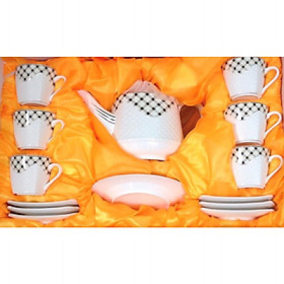 BỘ BÌNH TRÀ 6  CHÉN KÈM 7 ĐĨA VUÔNG TRẮNG SẦN - ANTH254 ( GIAO NGẪU NHIÊN )