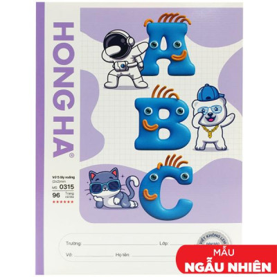 Combo 5 Tập Học Sinh Class ABC 5 Ô Ly Vuông 96 Trang 100gsm - Hồng Hà 0315 (Mẫu Sản Phẩm Giao Ngẫu Nhiên)