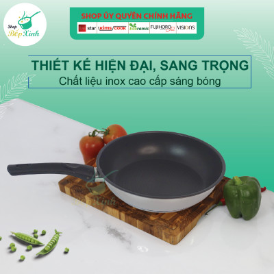 Bộ nồi chảo chống dính Fivestar 3 đáy từ nắp kính ( tặng 2 vá canh )