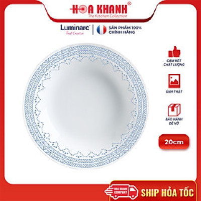 Đĩa Sâu Thủy Tinh Luminarc Diwali Geomatric Blue 20cm đựng thức ăn, cường lực, chịu nhiệt - Bộ 3 đĩa - V6538