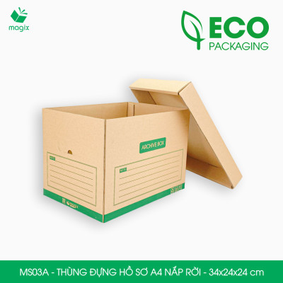 MS03A - 34x24x24 cm - Bộ 5 thùng đựng hồ sơ A4 nắp rời