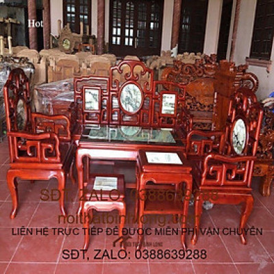 Bàn Ghế Móc Mỏ Gỗ Gụ Mặt Đá