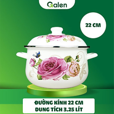 Galen - Nồi Men Cao Cấp Size 22cm Dung Tích 3.25L Nấu Được Trên Mọi Loại Bếp, Dày, Không Tróc Men