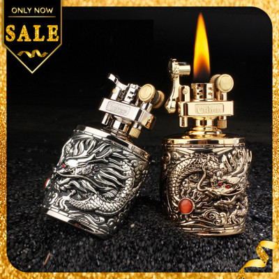 Vỏ Hột Quẹt Bật Lửa Xăng Đá Chief CF-206 Họa Tiết Rồng Cuốn Đẹp Độc Lạ - Dùng Xăng Bấc Đá Cao Cấp