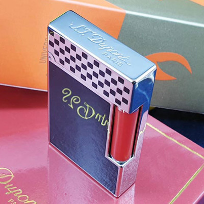 Vỏ Hột Quẹt Bật Lửa Upon D142T Sơn Mài Đen Họa Tiết Caro Trắng Đen Cao Cấp - Dùng Gas Cao Cấp