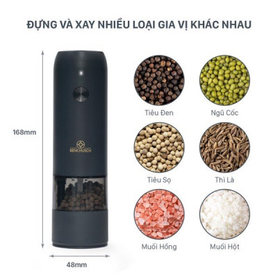 Combo 2 Máy Xay Tiêu Tự Động Bằng Điện Benchusch Trắng/ Đen/ Đỏ/ Xanh