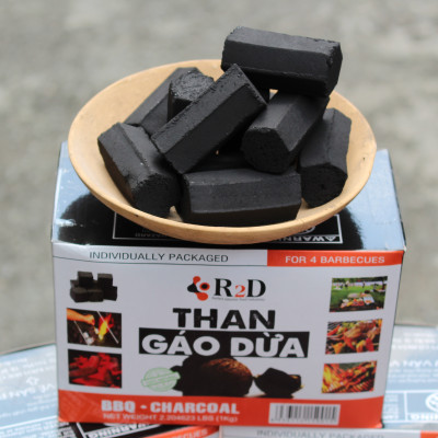 Combo 3 hộp than không khói làm từ Gáo dừa chính hãng R2D dùng cho tiệc nướng BBQ (tổng 7 kg than) an toàn cho sức khoẻ