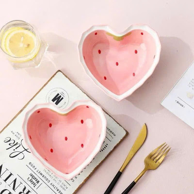 Chén Bát Sứ Hình Trái Tim Cao Cấp – Bát Sứ Kèm Thìa Trang Trí Decor Đẹp - HÀNG CHÍNH HÃNG MINIIN