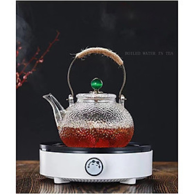 Bình trà thủy tinh Borosilicate vân nhám tay cầm kim loại - Phân loại gồm 700ML lõi lọc lò xo và 900ML lõi lọc thủy tinh