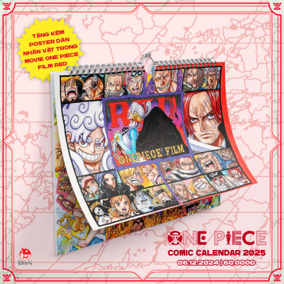Lịch treo tường One Piece Năm 2025 chính hãng Kim Đồng + Tặng kèm Poster