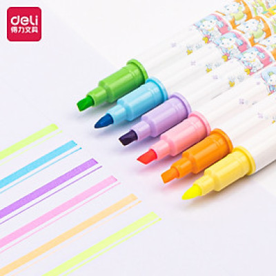 Set 6 Chiếc Bút Highlight Hai Đầu Bút Nhớ Dòng Đánh Dấu Dạ Quang Take Note Ghi Chú Deli - Bảng Màu Pastel Macaron - 33002 S605 S735 S134