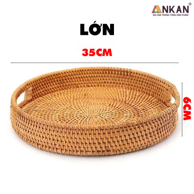Khay Mây Tròn Đựng Trái Cây, Đồ Ăn, Decor Nhà Bếp – Khay Mây Tre Đan Thủ Công Cao Cấp ANKAN