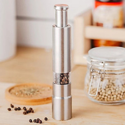 Dụng cụ xay tiêu bấm + rắc muối tiêu tại chỗ (tiêu bấm inox) - Hàng chính hãng