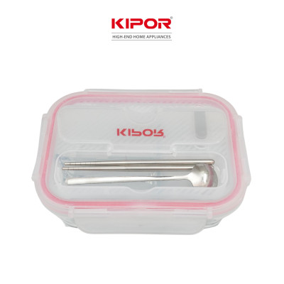 Bộ 2 hộp cơm thuỷ tinh văn phòng KIPOR KP-HC04 - Kèm túi giữ nhiệt có quai xách tiện lợi - Hàng chính hãng