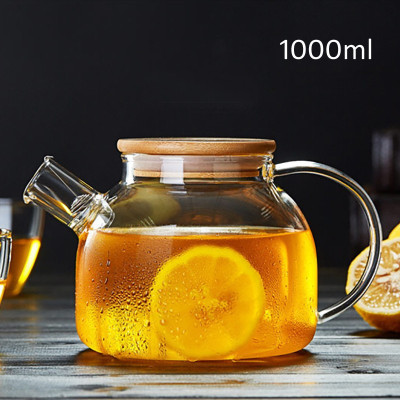 Bình trà thủy tinh kèm nắp gỗ và lỗi lò xo 700ml, 1000ml