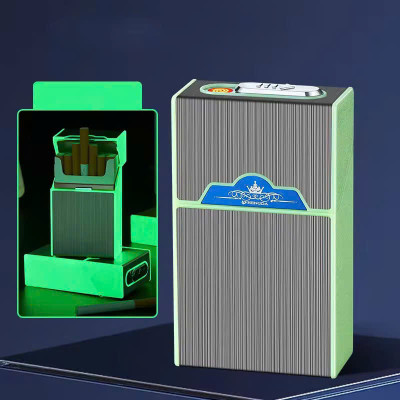 Hộp Đựng Nguyên Bao 20 Điếu: Tiện Lợi Với Bật Lửa Châm Điện Hồng Ngoại 2in1 và Sạc USB