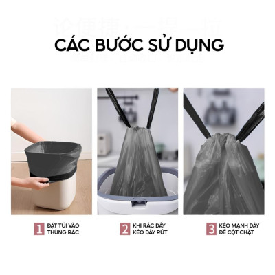 cuộn túi đựng rác có dây Top Gia PP tự huỷ sinh học thân thiện với môi trường