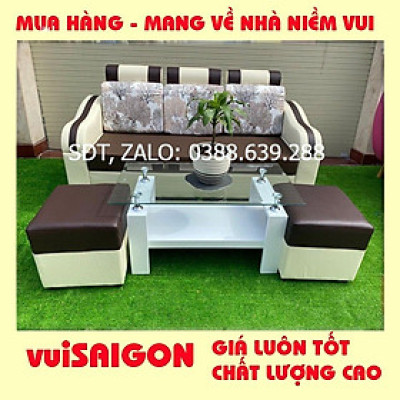 Ghế Sô Pha nệm mút băng dài 1m , tặng 1 bàn và 2 ghế đôn, mẫu hiện đâị đẹp xinh