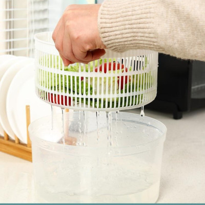 Bổ rổ quay rau sống, bộ rổ xoay rau ly tâm làm ráo nước nhanh, size 23cm
