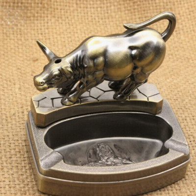 Vỏ Hột Quẹt Bật Lửa Kiêm Gạt Tàn 2 Chức Năng Hình Con Trâu DH-8868 Màu Vàng Đồng Loại To