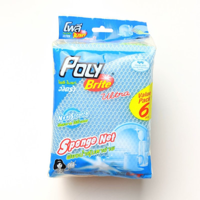 Mút rửa chén bọc lưới Poly Brite - Lốc 6 cái