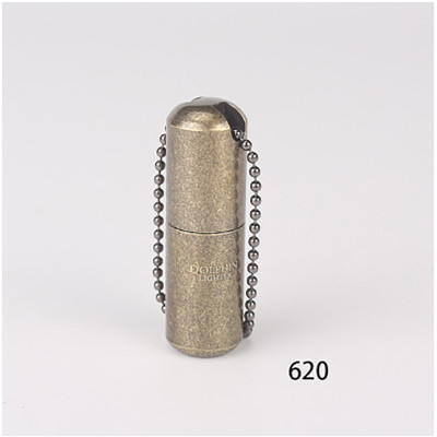 Vỏ Hột Quẹt Bật Lửa Xăng Đá Dolphin HY-620 Có Nắp Giữ Xăng Kín Kiêm Móc Treo Chìa Khóa Siêu Nhỏ -Vàng