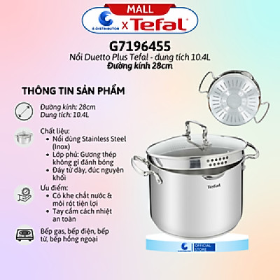 Nồi Duetto Plus Tefal G7197955/G7196455 (Đường kính 22cm/28cm) - Hàng chính hãng