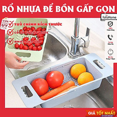 Rổ Nhựa Gác Bồn Rửa Chén Rút Gọn Điều Chỉnh Kích Thước Linh Hoạt Giao Màu Ngẫu Nhiên