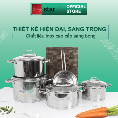 Bộ 5 Nồi 3 Đáy Inox 304 Kiểu Sillic Fivestar FS10CG2
