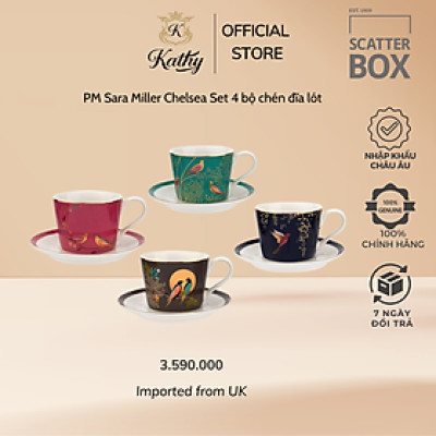 Portmeirion Sara Miller Chelsea Set 4 bộ chén đĩa lót Nhập khẩu Anh Quốc