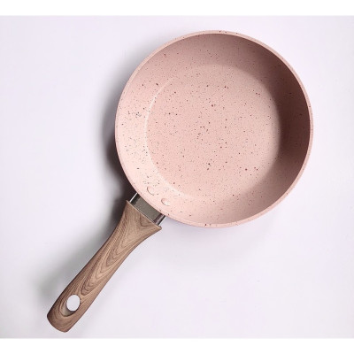 Chảo chống dính cao cấp 16cm, đáy từ vân đá hoa cương, cán gỗ cao su bền chắc, dùng mọi loại bếp