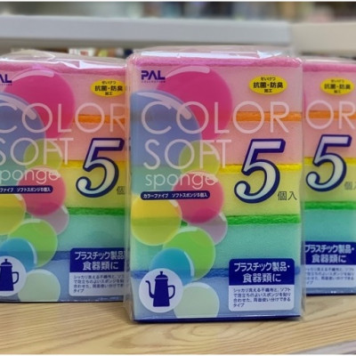 Set 05 miếng rửa chén, chà nồi, chính hãng Seiwa Color - Hàng nội địa Nhật Bản