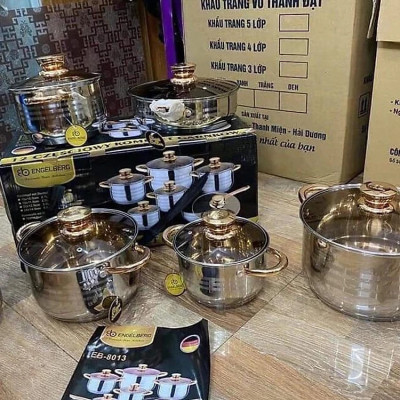 Bộ nồi Đức 6 món 12 chi tiết - Dùng cho mọi loại bếp điện, bếp từ, bếp ga - Hàng nhập khẩu