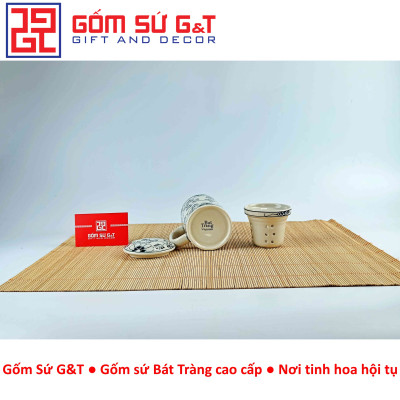 Cốc lọc trà vẽ sen dây Gốm Sứ G&T