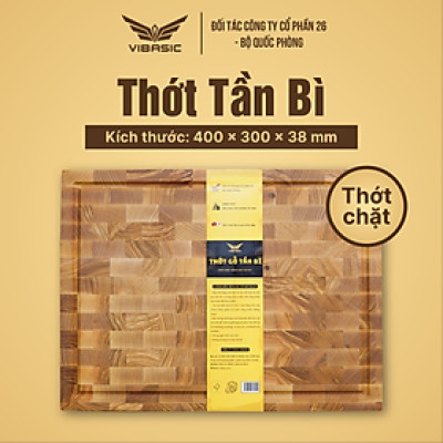 Thớt gỗ Tần Bì cao cấp chính hãng tiêu chuẩn quốc tế vibasic 40x30x3.8cm thái băm chặt đa năng - Hàng chính hãng Bộ Quốc Phòng