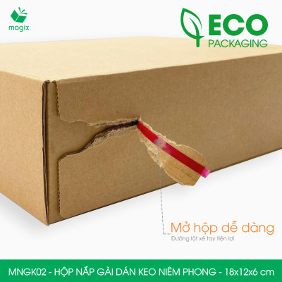 MNGK02 - 18x12x6cm - COMBO 100 HỘP CARTON NẮP GÀI HÔNG CÓ KEO NIÊM PHONG - THÙNG HỘP CARTON ĐÓNG HÀNG