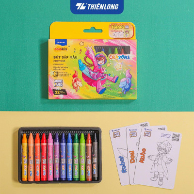 Bút sáp 12/18 màu Thiên Long Colokit - Màu sắc tươi sáng Phủ đều màu Bền màu - Phiên bản Akooland