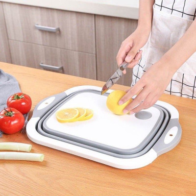 Thớt Nhựa Gấp Gọn Thông Minh Kèm Chậu Rửa Rau Đa Năng 3 Trong 1