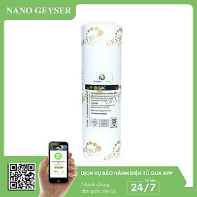 Lõi lọc nước số 2 máy RO, Lõi than GAC dạng xốp Nano Geyser, Dùng cho các dòng máy lọc nước RO, Karofi, Aqua - Hàng Chính Hãng