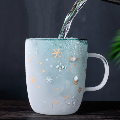 Ly thủy tinh giáng sinh chịu nhiệt Borosilicate 2 lớp có tay cầm kiểu dáng cây noel