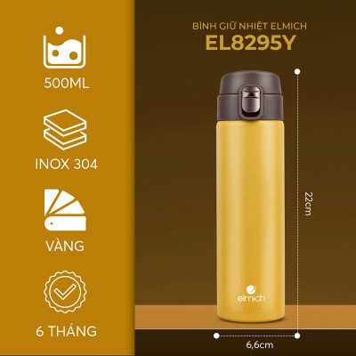Bình giữ nhiệt nắp bật Elmich EL8295Y 500ml - màu vàng