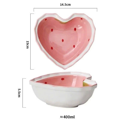 Chén Bát Sứ Hình Trái Tim Cao Cấp – Bát Sứ Kèm Thìa Trang Trí Decor Đẹp - HÀNG CHÍNH HÃNG MINIIN
