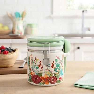 Hũ sứ đựng trà, cafe kèm thìa The Pioneer Woman Floral Decal Hàng chính hãnh